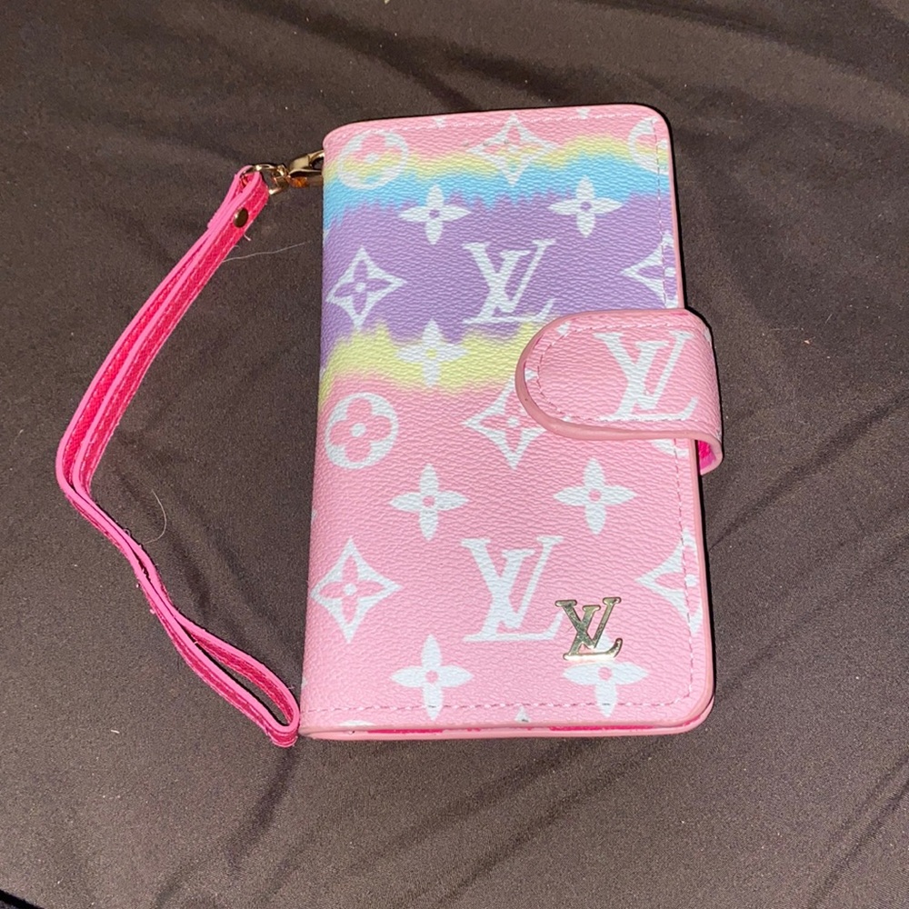 Designer inspired universal phone case/wallet wristlet